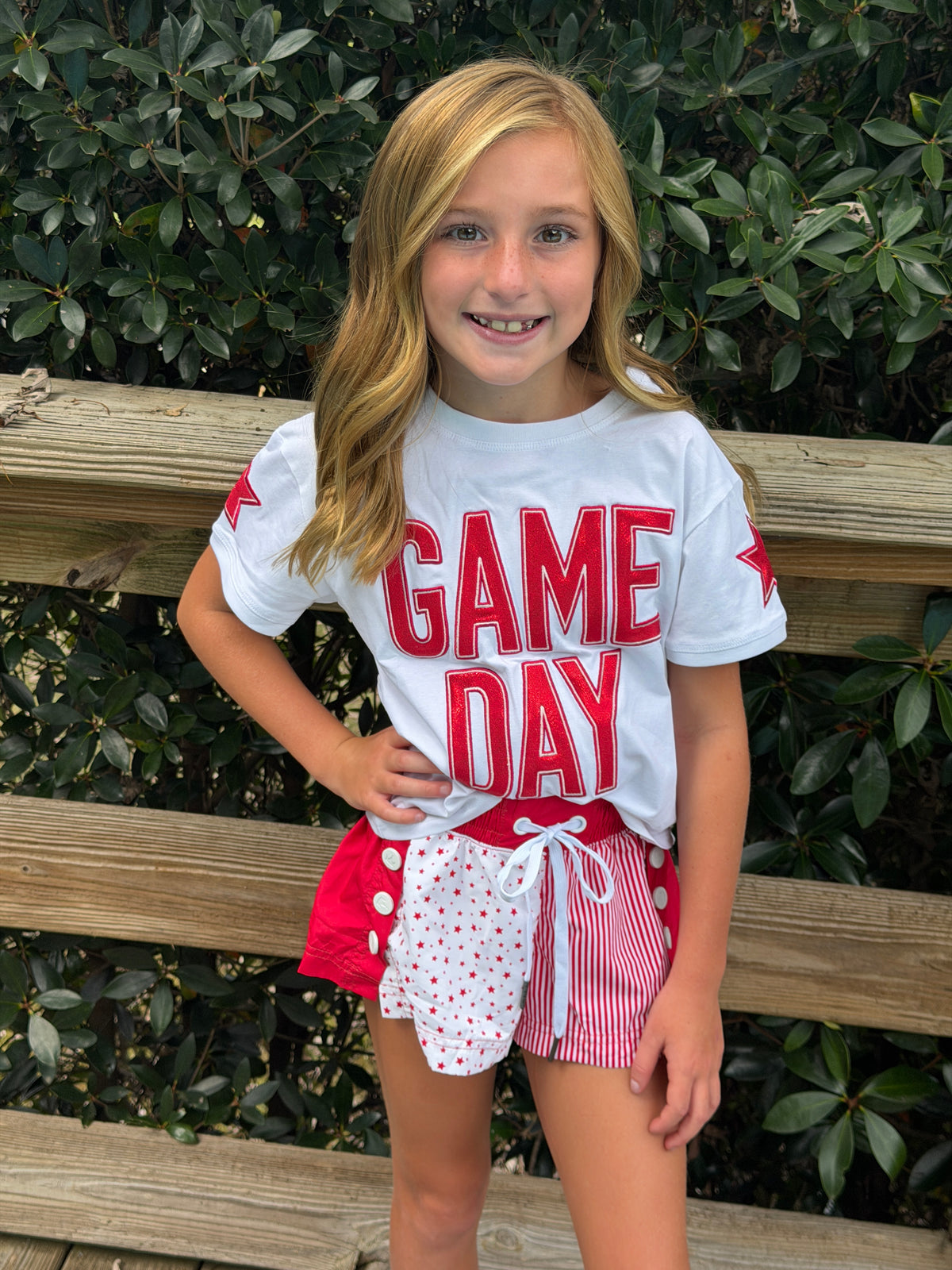Red Shimmer Game Day Tee