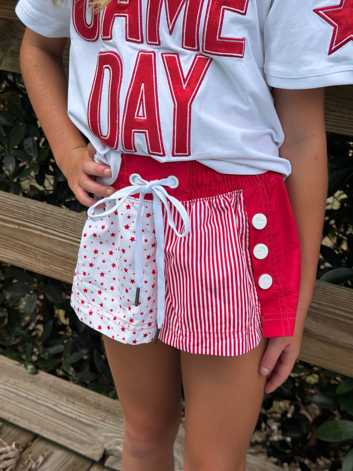 Red Stars and Stripes Block Shorts