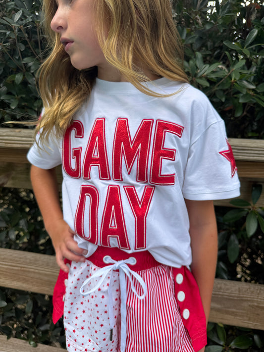 Red Shimmer Game Day Tee