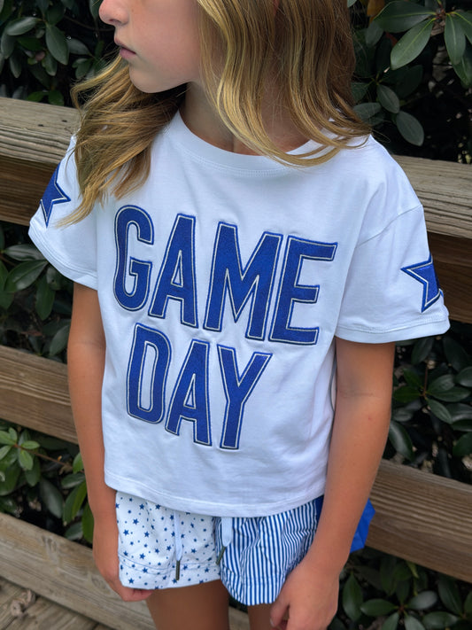 Blue Shimmer Game Day Tee