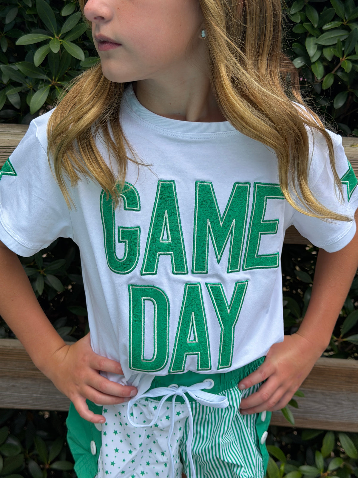 Green Shimmer Game Day Tee