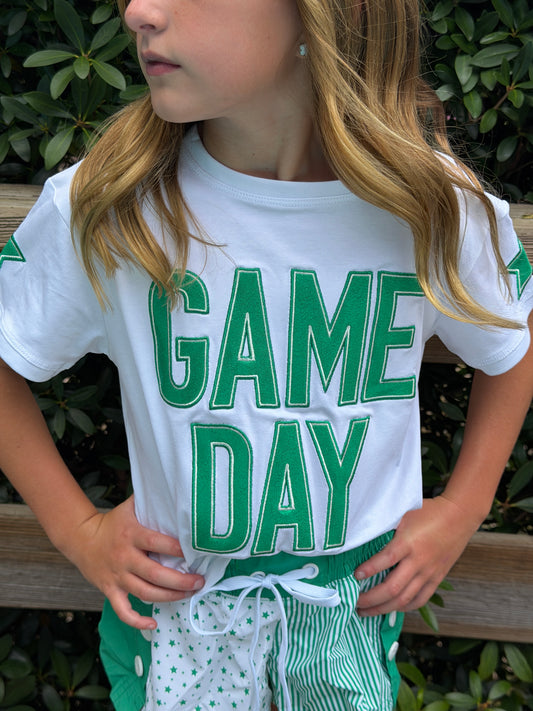 Green Shimmer Game Day Tee