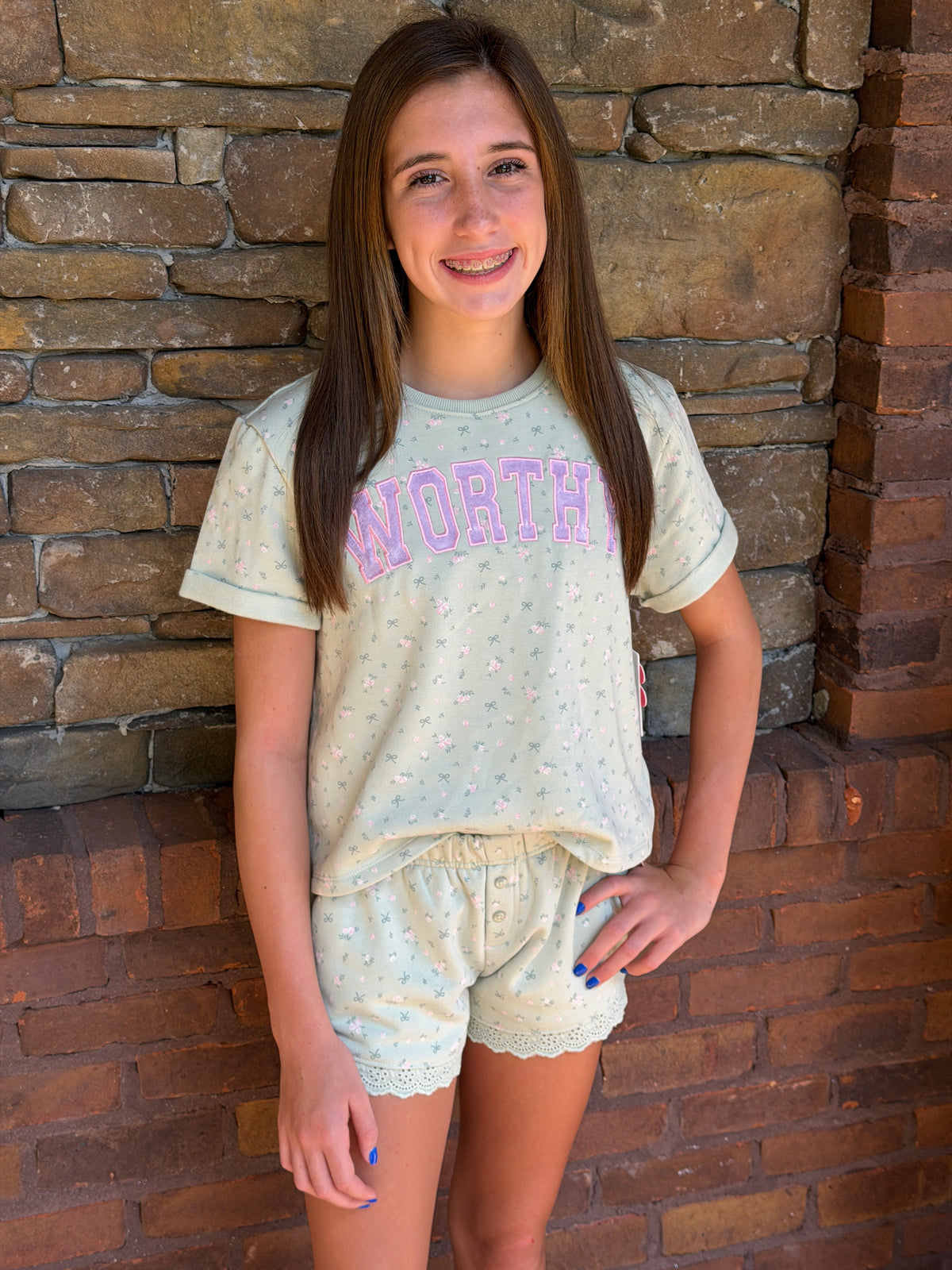 Floral Eyelet Trim Shorts