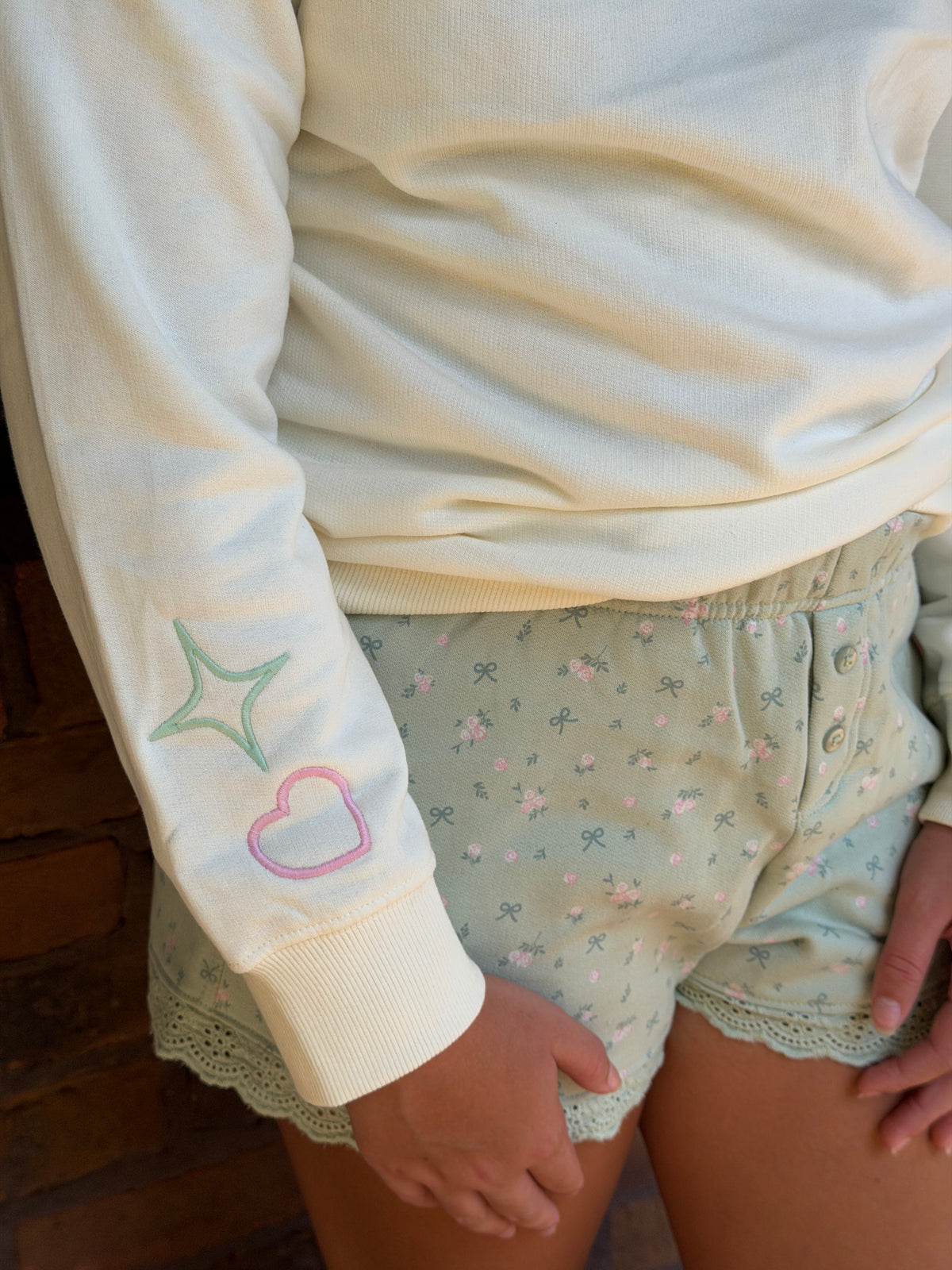 Floral Eyelet Trim Shorts