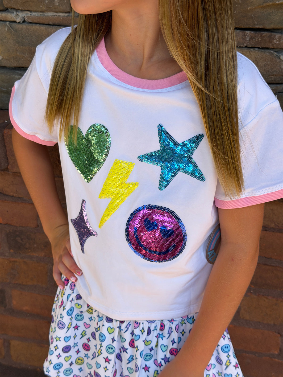 Sequin Bright Emoji Tee