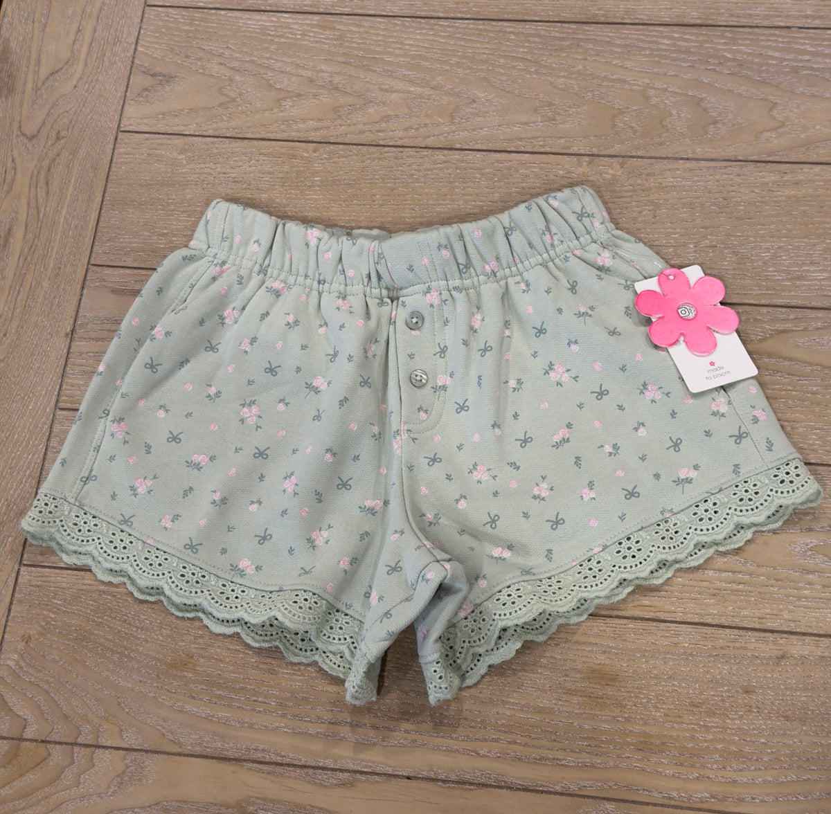 Floral Eyelet Trim Shorts